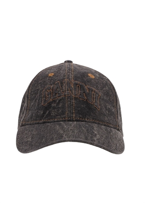 Denim cotton washed cap Washed Black/Black A6921 Ganni 